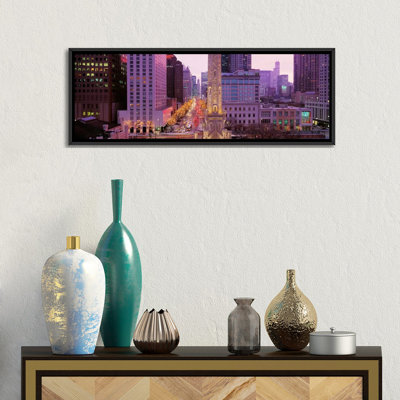 «Panoramic Twilight, Downtown, City Scene, Loop, Chicago, Illinois», reproduction de photo sur toile tendue