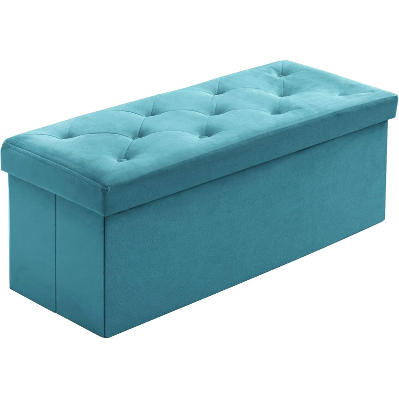 Velvet Storage Bench, Teal
