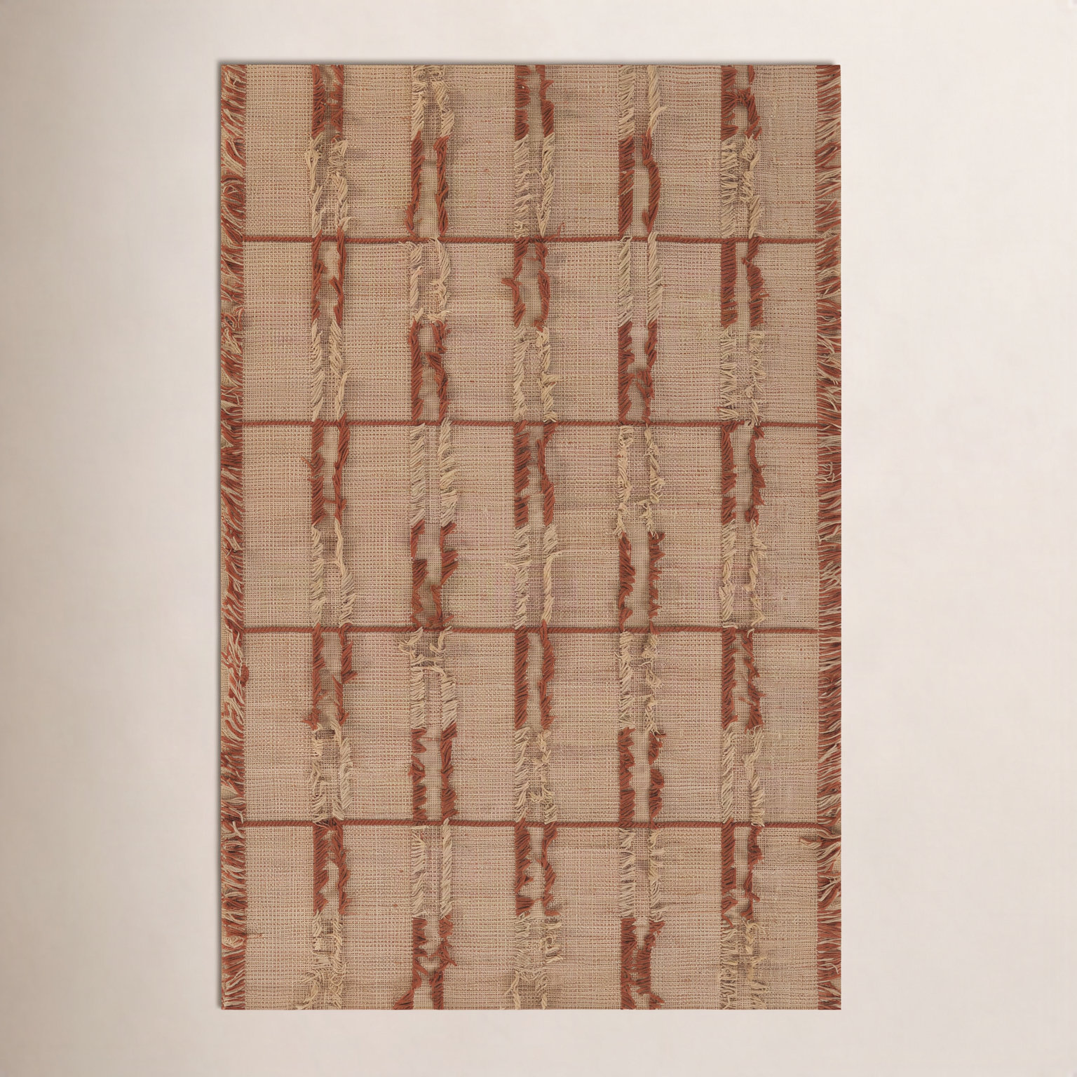 Celia Brown Hand-Woven Striped Wool Rug, Rectangle 3'6" x 5'6"
