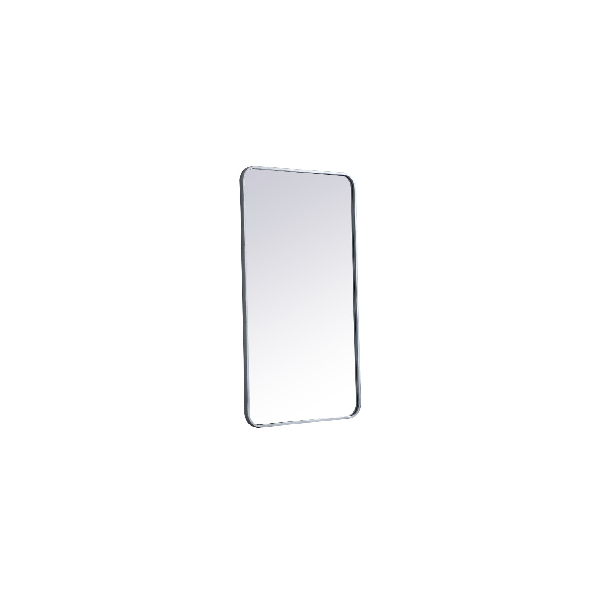Sabine Metal Rounded Rectangle Wall Mirror, 40" x 22", Silver