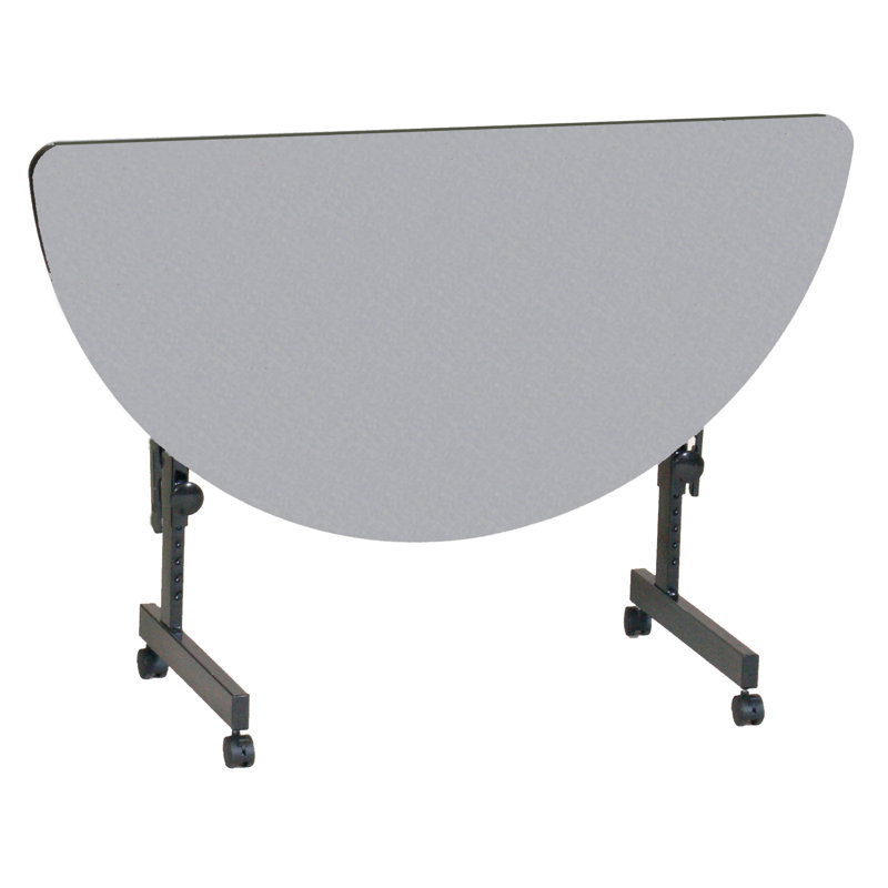 Wawaset Height Adjustable Flip Top 48'' L Modular Training Table with Casters, Gray Granite