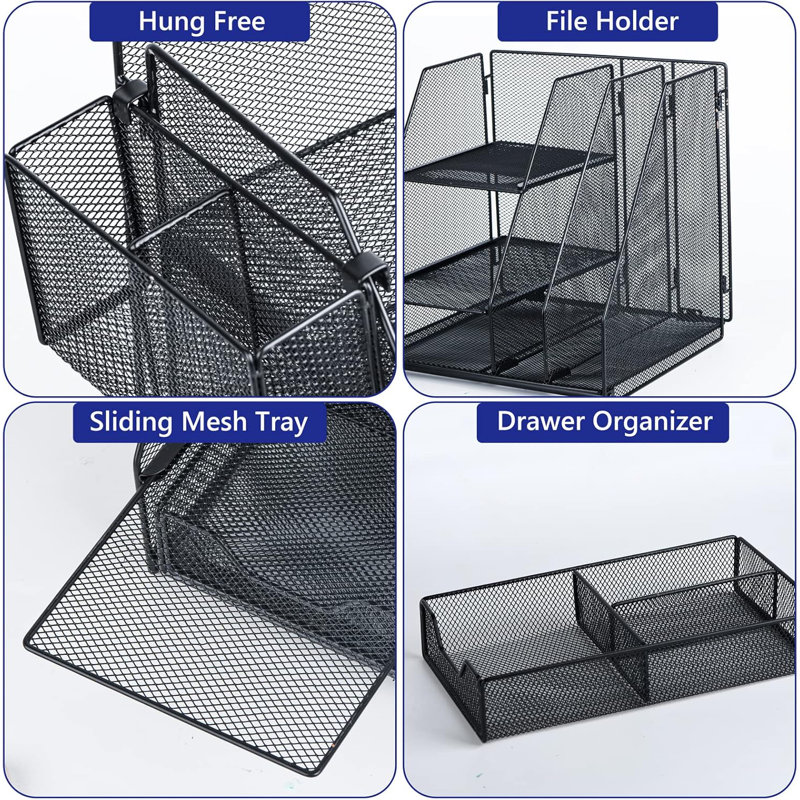 Desk Organizer, Office Supplies With 2 Paper Organizer, 1 Drawer And 2 Pen Holder, Classroom Must Haves And Teacher Must Haves