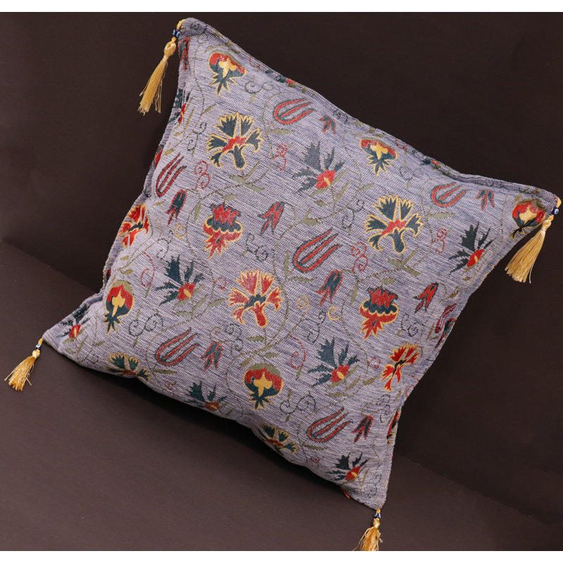 Southwestern Pillows Tassels Chenille Reversible Throw Pillow, Lavender