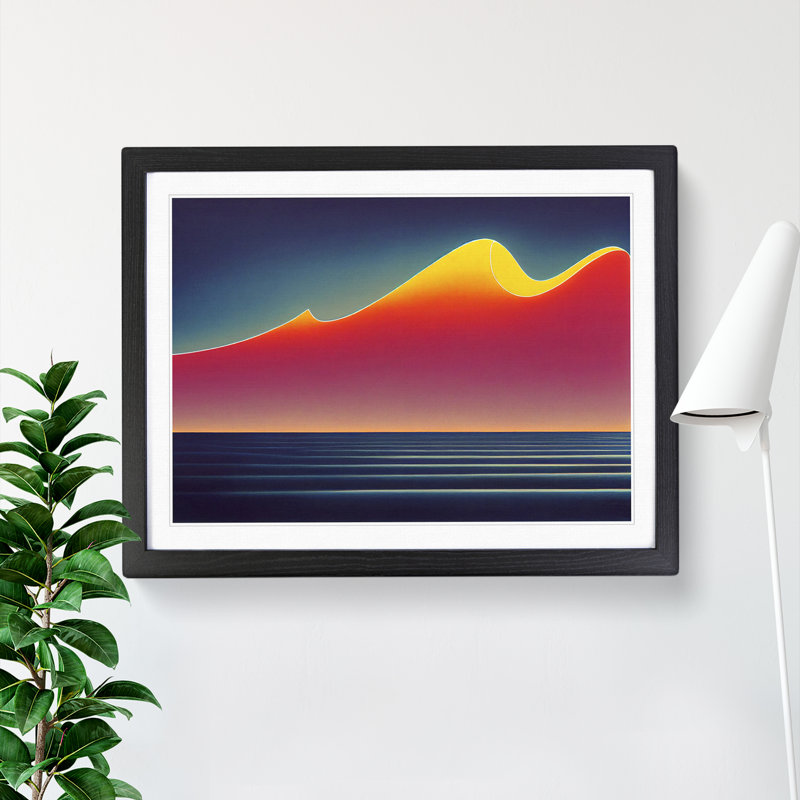 XH1022-6150X Modern Ocean - Single Picture Frame Print, 46cm H x 64cm W x 2cm D, Black