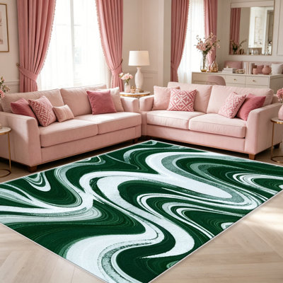 Green Marble Swirl area rugs for Living Room, Soft and Comfortable, Suitable for all seasons, easy to maintain, machine washable Indoor floor mat, Under Table Farmhouse suitable for Bedroom, Dining Room, Study,  Balcony, Home Decor Patio