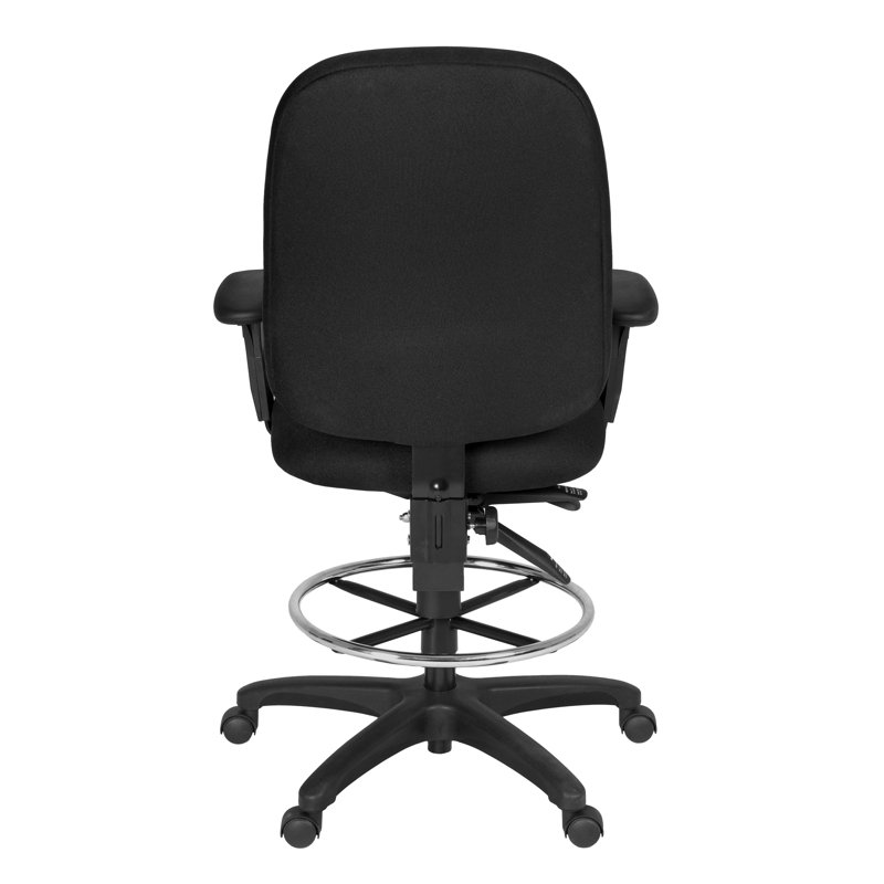 Regency Comfort Series High-Back Multifunctional Fabric Computer Task Chair with Adjustable Arms and Drafting Kit - Black