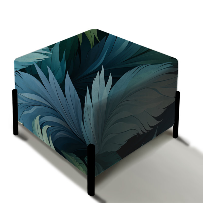 Plumes de perroquet bleues et bleu sarcelle - repose-pieds carré abstrait