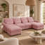 Canapé d'angle modulaire Rovesselle 4 places en chenille de 126,7 pouces de large, en forme de U, avec 2 poufs amovibles, coussins à volants et coussins lombaires-366142818