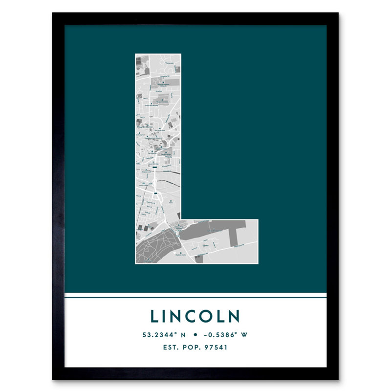 Lincoln England United Kingdom City Map - Single Picture Frame Typography