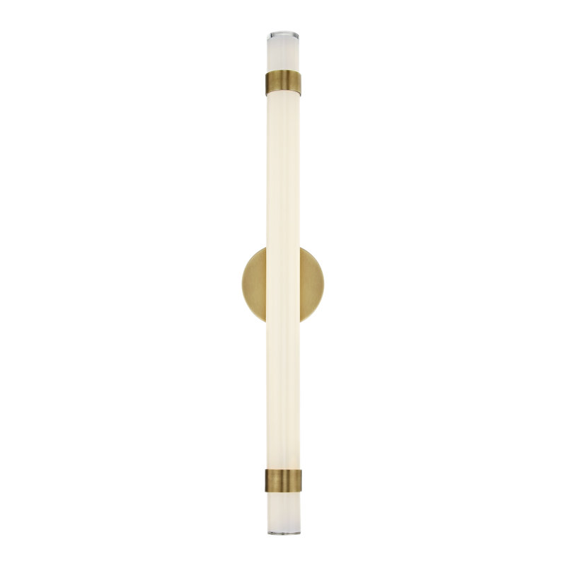 Madison 1 - Light LED Bath Bar, Vintage Brass/Glossy Opal