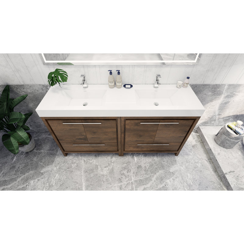 Ensemble de meuble-lavabo double 72 po Somerby, Palissandre, Chrome