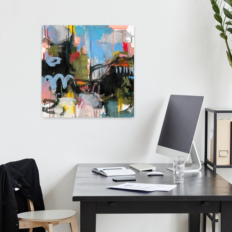 Connections, art contemporain abstrait, H 18 po x l 18 po