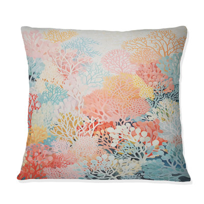 Coral Reef Barrier Expression - Coastal Coral Under Water Printed Throw Pillow