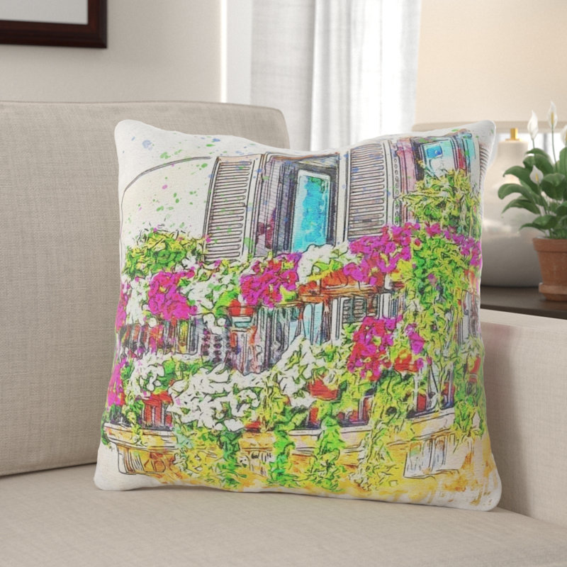 Outdoor Reversible Throw Pillow, Microsuede, Indoor 