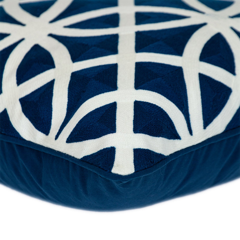 Coussin 100% coton à fermeture à glissière, Bleu