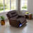 Baher 39.5" Dark Brown Vegan Leather Living Room Electric Power Recliner Chair with LED Lights