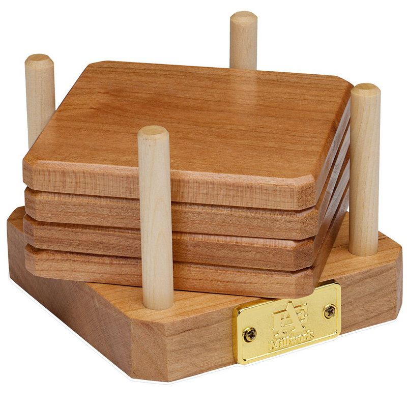 Wood Coaster Set With Holder