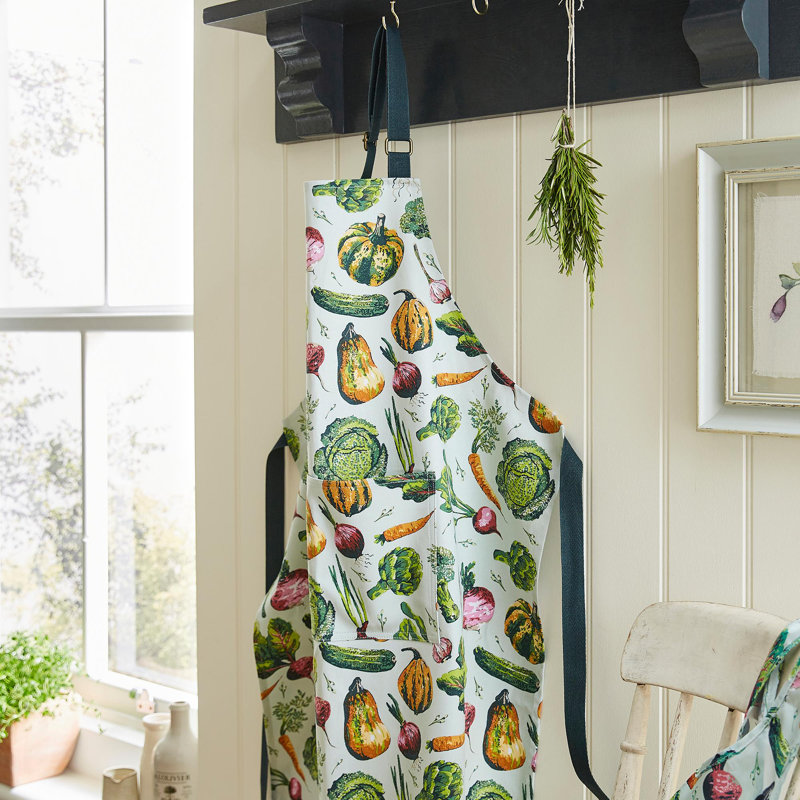Vegetable Medley No Pattern Cotton Bib Apron