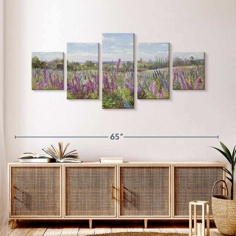 Delphiniums et coquelicots, H 24 po x l 55 po