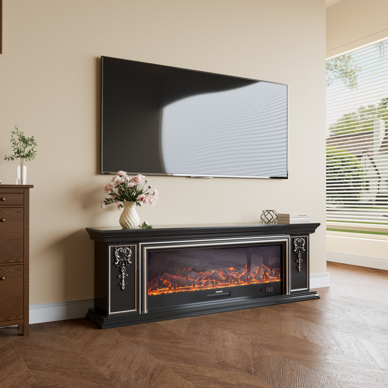 Symple Stuff 180cm W Black Electric Fireplace