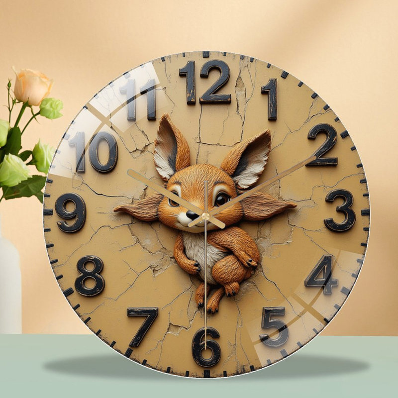 Horloge murale mignonne en forme de renard
