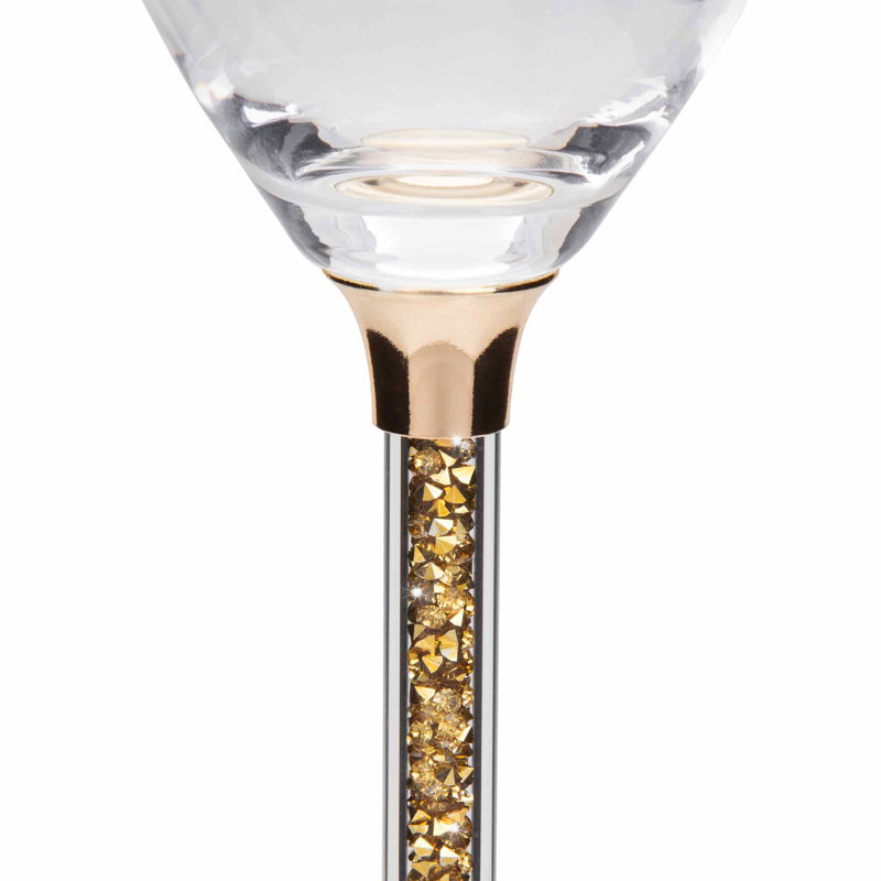 Sparkles Home | Flûtes à tiges Vetrina | Verres à vin en cristal | Accents de strass, 2, Doré