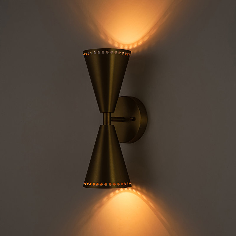 2 - Light Starry Hourglass Up And Down Cone Wall Light, Gold