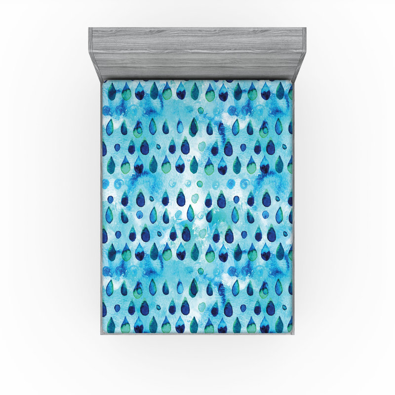 Drap-housse Ambesonne, paquet de 2, Drap-housse de taille très grand, Turquoise / bleu marine abstrait