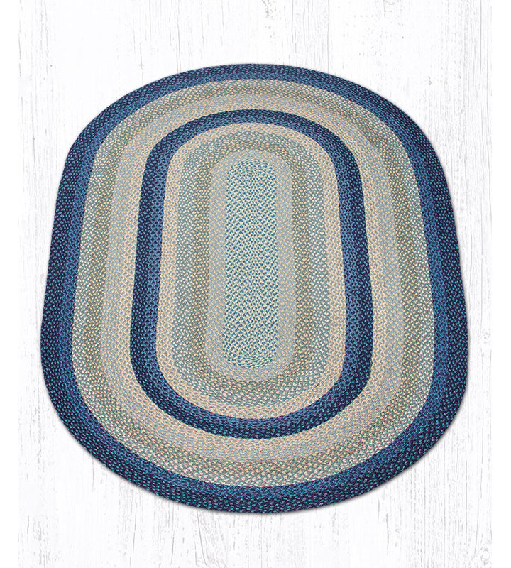 Tapis Earth Earth Breezy bleu / taupe / ivoire, Ovale 5 pi x 8 pi