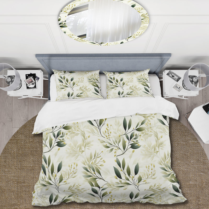 Ensemble de housse de couette Zen Leaves IV, Housse de couette pour grand lit et 2 taies décor
