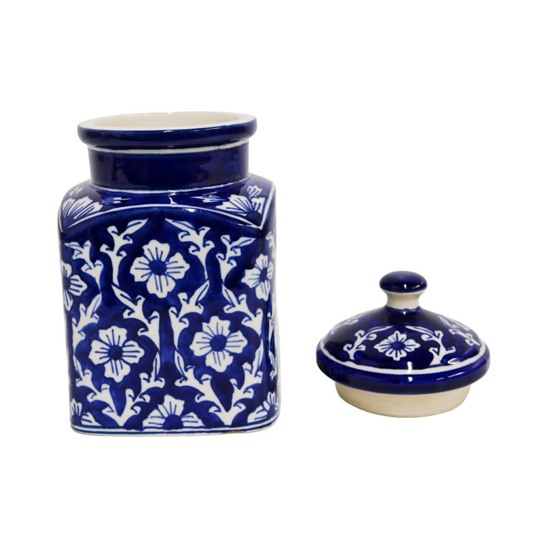Pot en céramique bleu / blanc Home & Manor