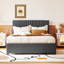 Lit plateforme double tapissier pleine grandeur avec 2 tiroirs et 1 lit gigogne simple, tête de lit classique, gris-1242860453