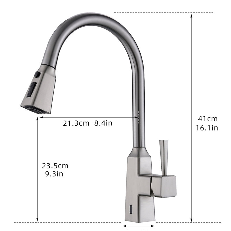 Robinet de cuisine sans contact, robinet de cuisine intelligent automatique mains libres, Nickel brossé