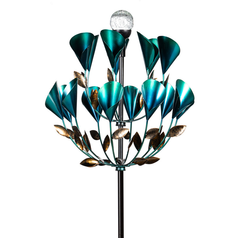 Solar Calla Lily Metal Wind Spinner, 74in