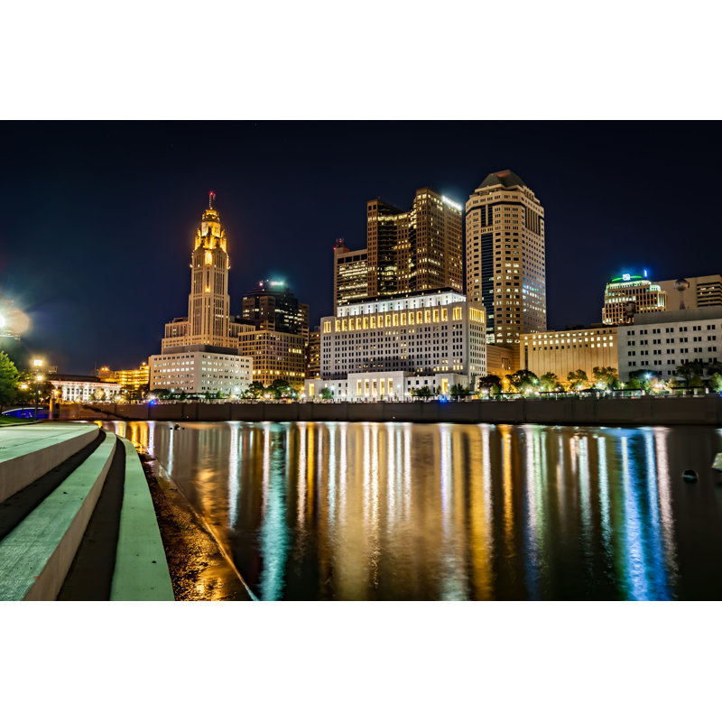 Columbus Ohio Scioto Riverfront par - Photographie de toile tendue, H 8 po x l 12 po