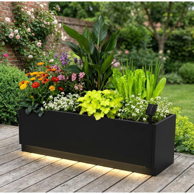 Boîte à fleurs DEL en métal, avec bandes lumineuses extérieures et contrôleur
