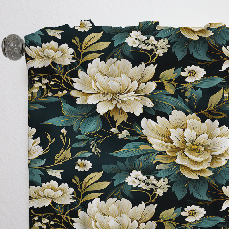 Green Tones Zen Damask Harmony - Bohemian Curtain - Velvet Room Darkening - 1 Panel, 52" W x 120" L