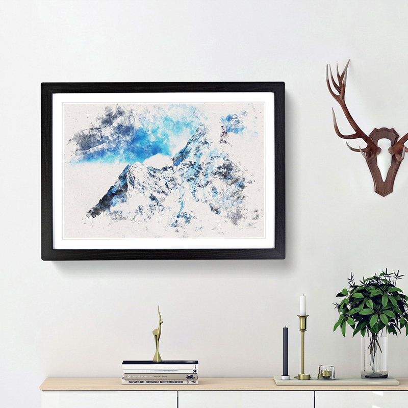 Mount Everest - Picture Frame Graphic Art Print, Black Framed, 45cm H x 63cm W x 2cm D