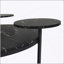 Modern Round Coffee Table with Two Display Shelves, Surfaces, and Tripod-Inspired Metal Base