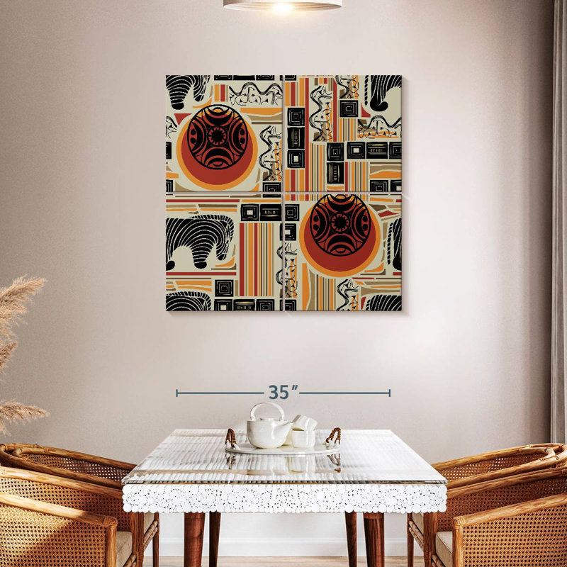 Motif africain, H 38 po x l 38 po
