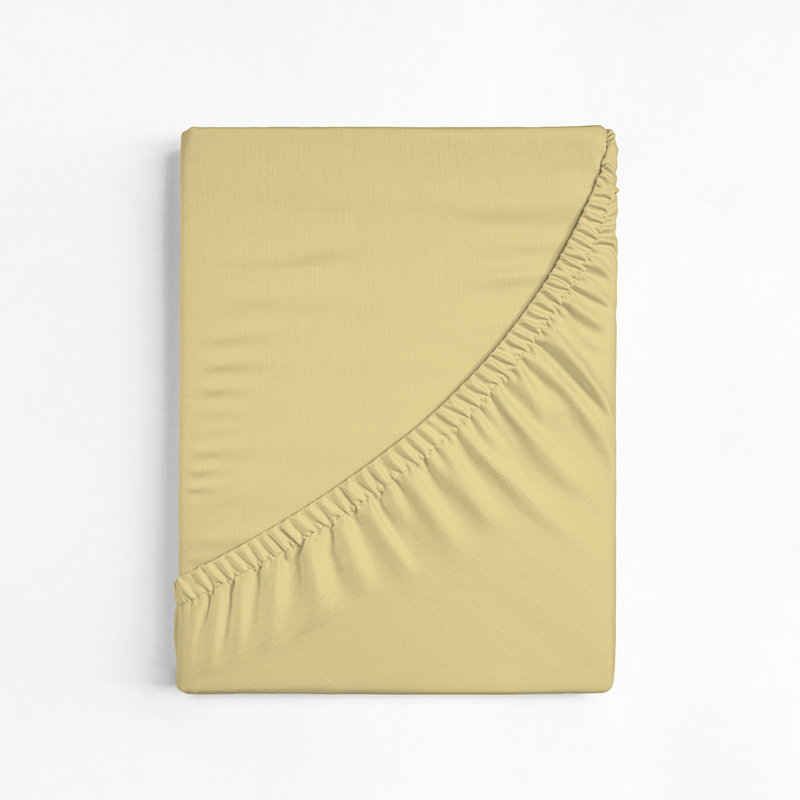 100% Cotton Plain Weave / Muslin Fitted Sheet, European Double (140 x 200 cm), Yellow