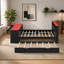Lit de jour en bois pleine grandeur avec lit gigogne simple, bureau, lumière DEL et USB, noir et rouge-1137309618-1137309619