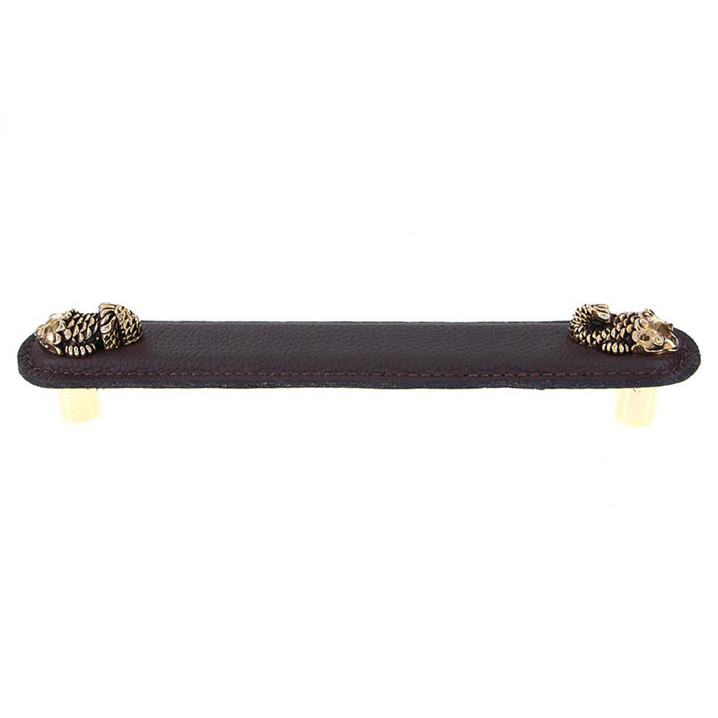 Pollino Bar / Handle Pull, 4", Antique Brass/Brown
