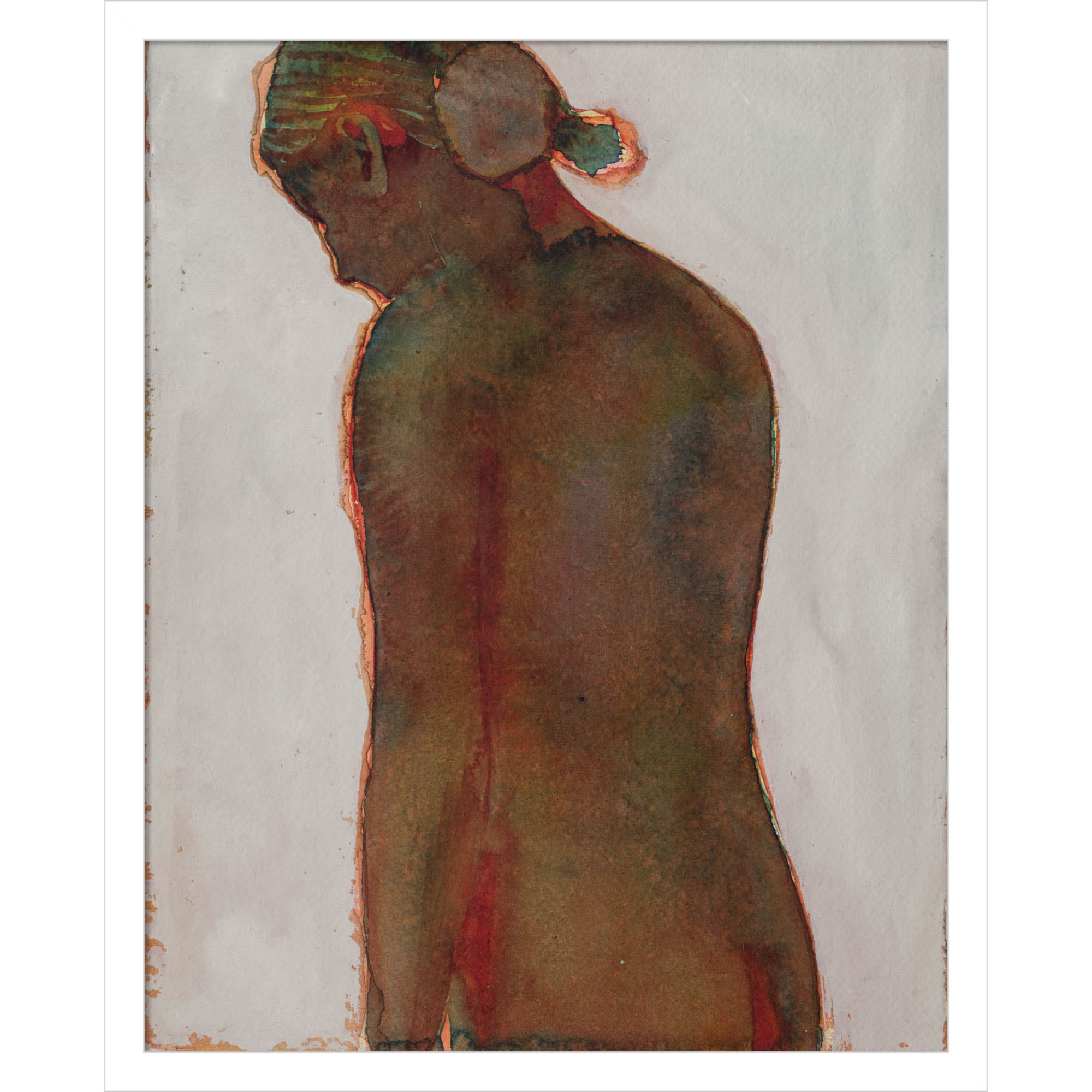 Figure by Dean Graham, White Framed, 21" H x 17" W