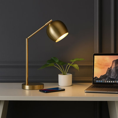 19" Golden Metal Desk Lamp