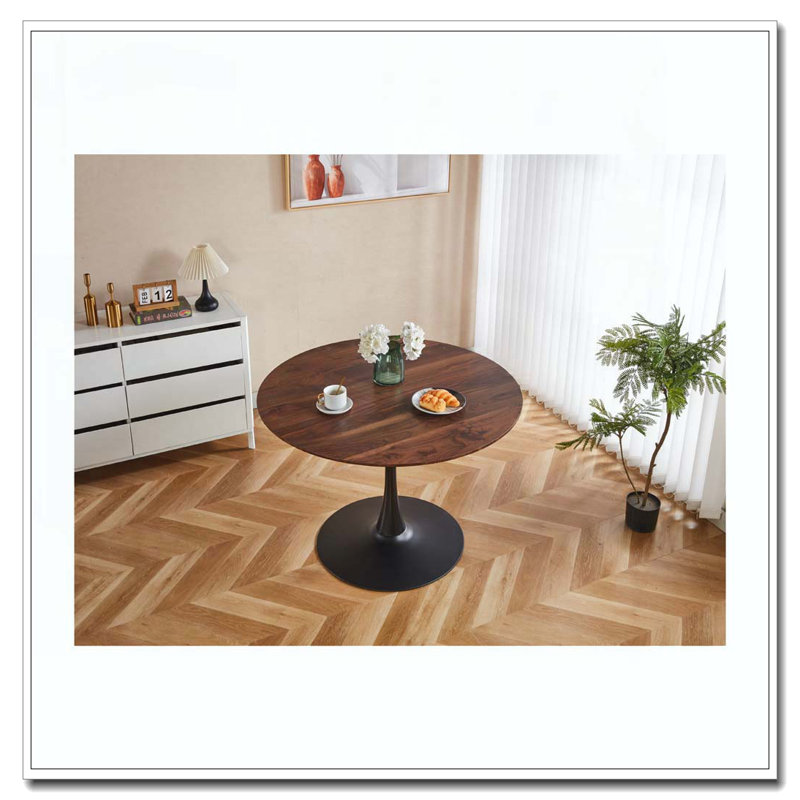 Table de salle à manger 42,1 ", H 28,74 po x L 42,12 po x l 42,12 po, Noyer, Noir