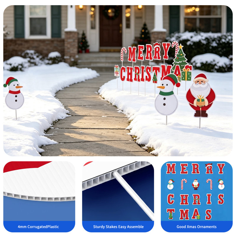 Ensemble de 19 panneaux de courrier en plastique Merry Christmas