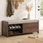 Banc à chaussures en volets vieillis avec rangement et coussin, charme rétro pour salon et entrée-1225460060