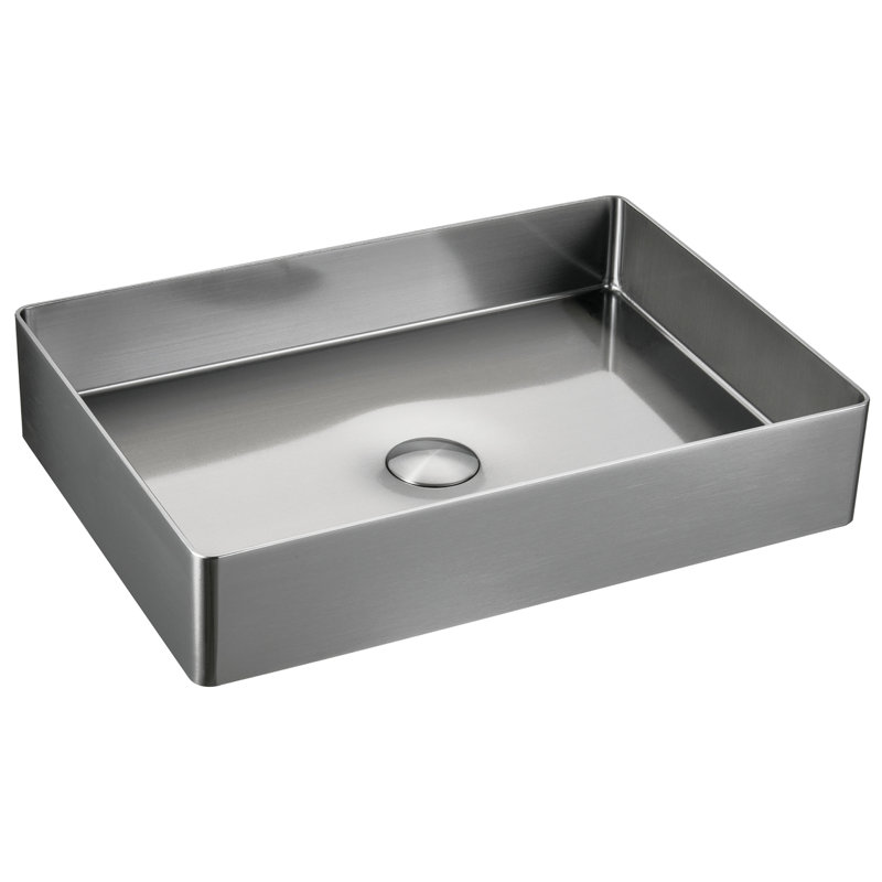 Lavabo de salle de bain vasque rectangulaire en acier inoxydable 15,75 po Karran Cinox, Acier inoxydable