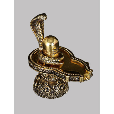 Small Shivalinga with Protecting Sheshnag Brass Statue